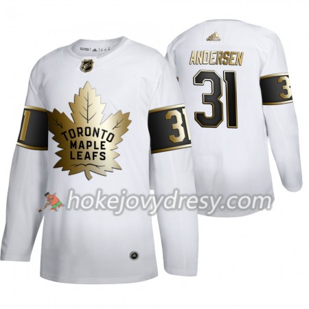 Pánské Hokejový Dres Toronto Maple Leafs Frederik Andersen 31 Adidas 2019-2020 Golden Edition Bílá Authentic